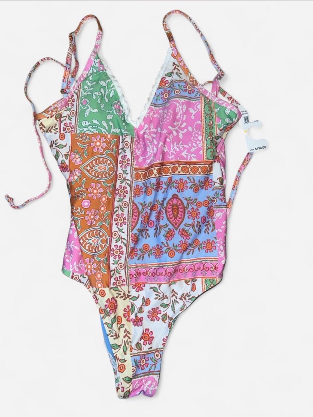 the Lucky brand NWT Pink Multi Patchwork one piece backless